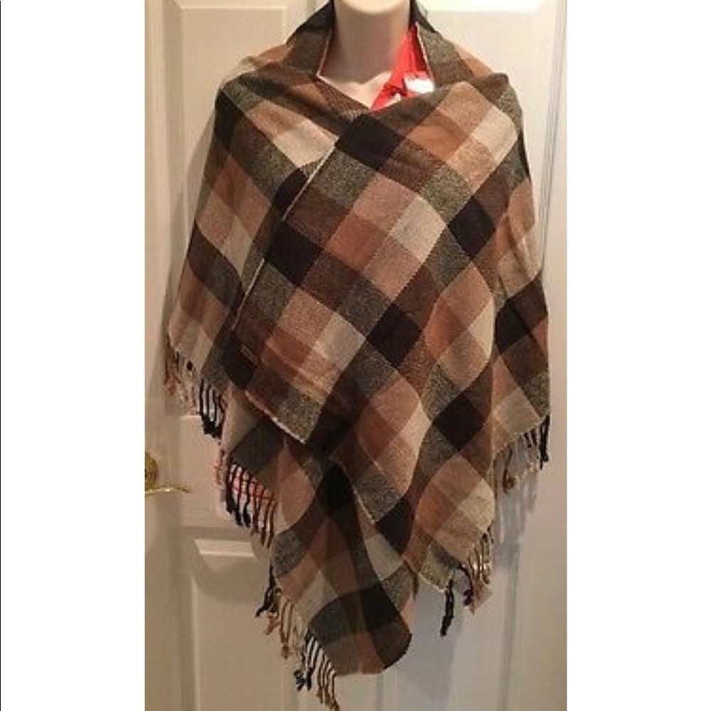 COACH Plaid Fringy Scarf